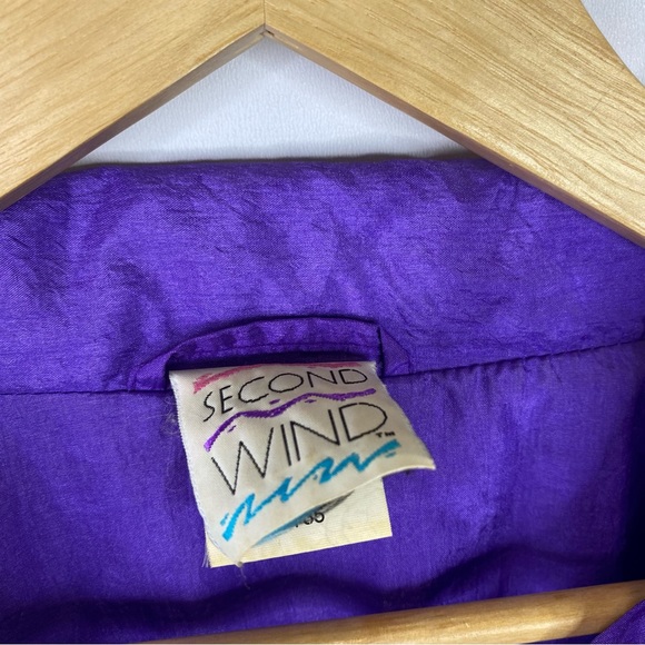 Vintage Second Wind 80's Youth 12-14 Jacket Windbreaker Purple Blue - Picture 3 of 4